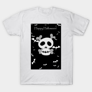 "Happy Halloween" Skull and Cross Bones T-Shirt